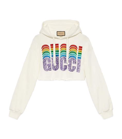 gucci rainbow hoodie white|Gucci hoodie original price.